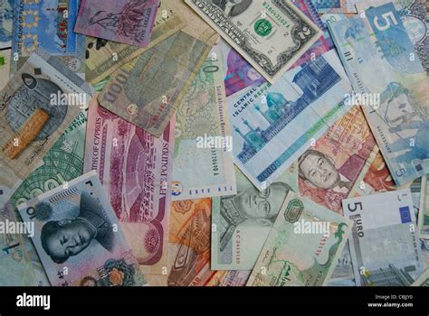 Various Collection Of Currency Notes Of Different Countries Stock Photo