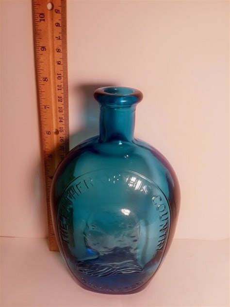 Vintage Wheaton Nj Bottle Washington Father Of His Country Blue 8 5 Tall Wheaton