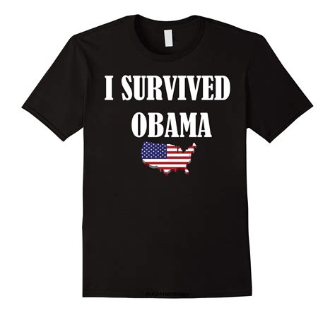 Men Funny T Shirt Women Cool Tshirt I Survived Obama American Flag Map Political Shirt In T