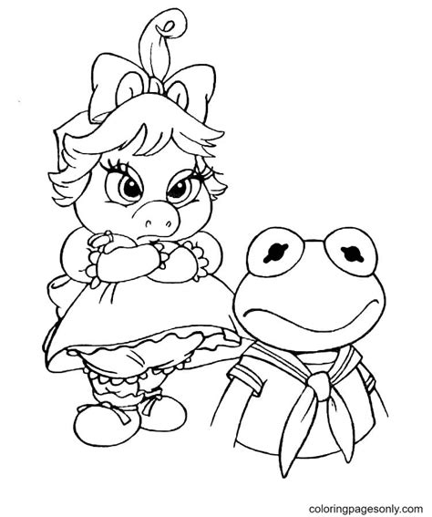 Kermit And Miss Piggy Coloring Page Coloring Pages