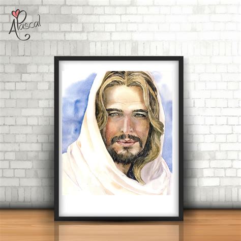 Watercolor Jesus Christ Portrait Print Christ Painting Bible Etsy