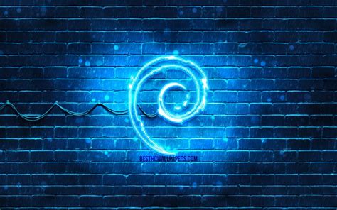 Descargar Fondos De Pantalla Debian Blue Logo 4k Blue Brickwall