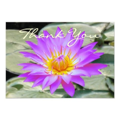 Pink Purple Lotus Flower Thank You 35x5 Paper Invitation Card Zazzle