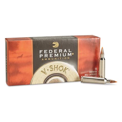 Federal Premium V Shok 22 250 Remington Nbt Varmint 55 Grain 20