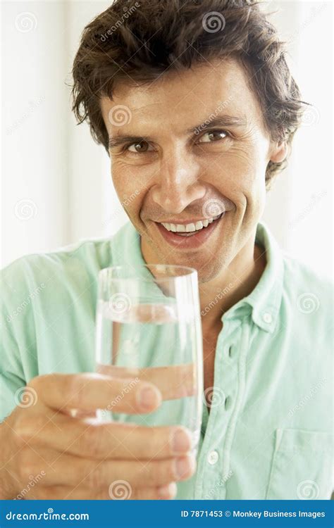 Mid Adult Man Drinking A Glass Of Water Stock Image Image Of Water