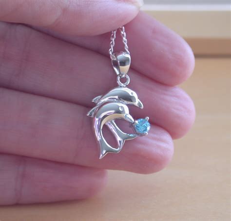 925 Blue Dolphin Pendant And 18 Sterling Silver Chainblue Dolphin