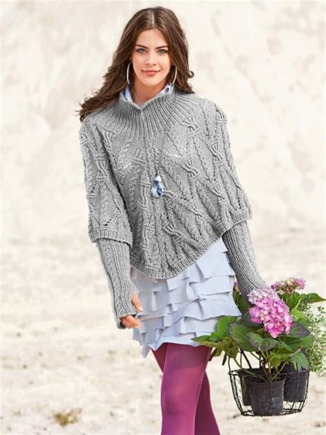 Wir bieten eine reihe an anleitungen und strickmuster, manche schlicht und einfach, andere aufwendiger. Kuscheliger Zopf-Poncho zum Selberstricken | Poncho ...