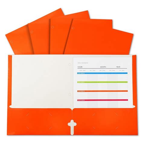2 Pocket Laminated Paper Portfolios With 3 Hole Punch Orange Box Of