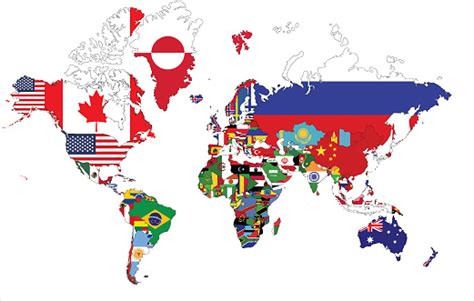 Political World Map With Country Flags Stock Illustration Download