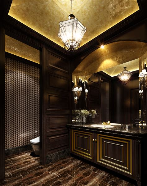 Luxurious Dark Bathroom With Marble Floor 3d Model Max