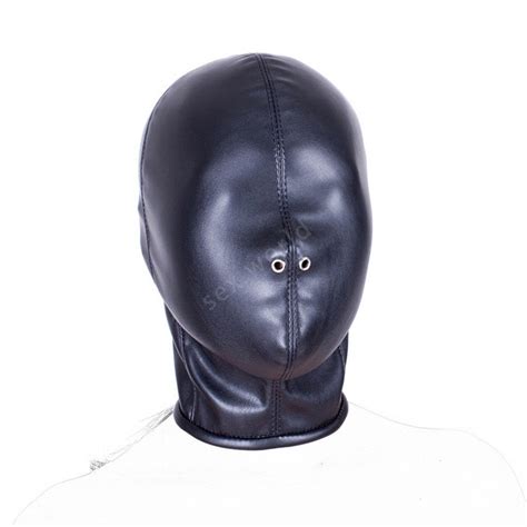 Pu Leather Full Face Mask Nose Holes Breathable Cosplay Hoodsexy Hood