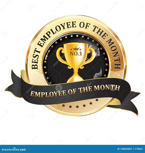 Best Employee Of The Month Workrecognition Award Ribbon Stock Vector