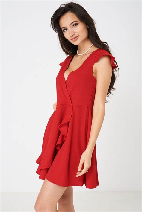 Wrap Front Red Skater Dress Fashionspree Red Skater Dress Dresses