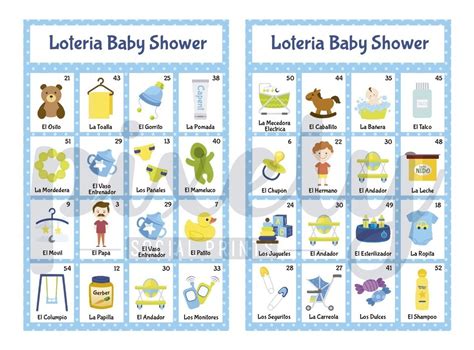 Loteria Baby Shower Kit Imprimible Niño Con 50 Tablas Oferta 12500