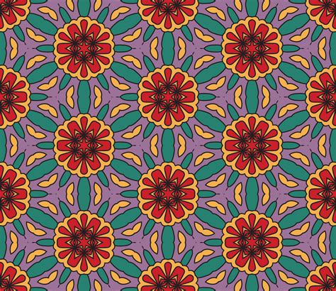 Abstract Colorful Doodle Geometric Flower Seamless Pattern Floral