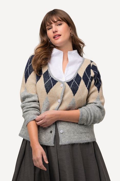 Argyle Scoop Neck Cardigan Cardigan Cardigans