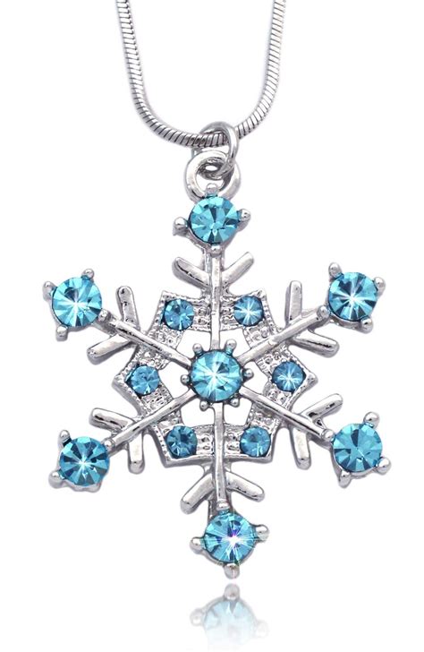 Cocojewelry Snowflake Pendant Necklace Bridesmaid Christmas Holiday