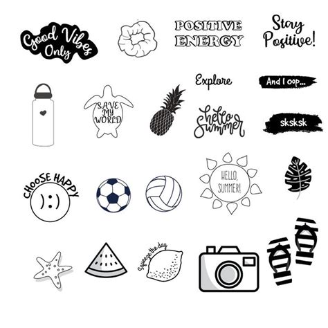 Check out free sticker templates to make and download impressive designs. Black and White VSCO Stickers Printable - Howcrafts.co in ...