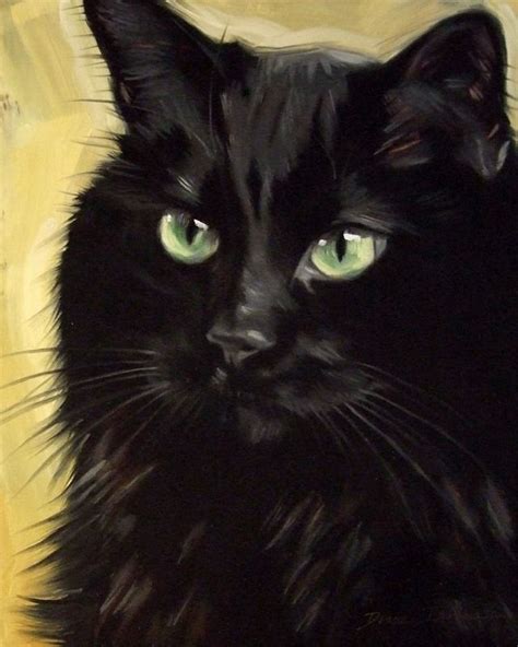 Black Cat Painting Black Cat Art Black Cats Animal Paintings Animal