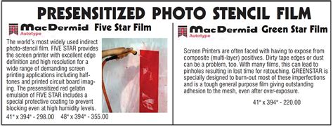 Indirect Screen Stencil Films Graphic Commerce Ltd