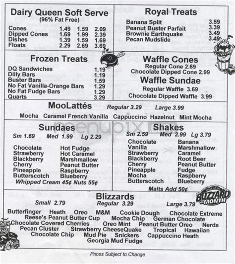 Menu Of Dairy Queen In Wautoma WI