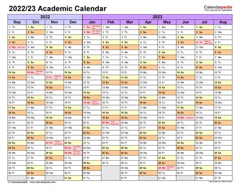 Academic Calendars 20222023 Free Printable Pdf Templates