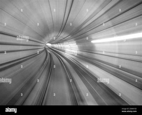 View Of Railroad Tracks In Tunnel Stock Photo Alamy