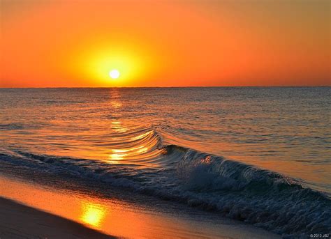 Calm And Clear Sunrise On Navarre Beach With Small Perfect Wave Photograph By Jeff At Jsj