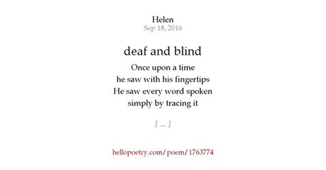 Deaf And Blind By Helen Hello Poetry
