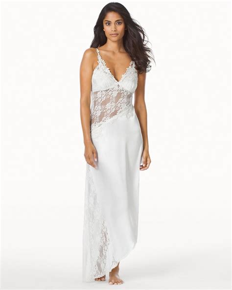 Soma Intimates Winter Bride Satin And Lace Long Nightgown Night Gown