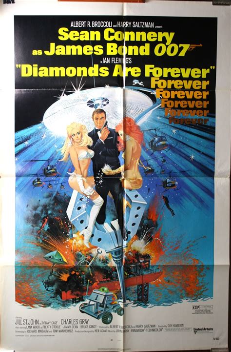 Diamonds Are Forever James Bond Movie Poster Original Vintage Movie