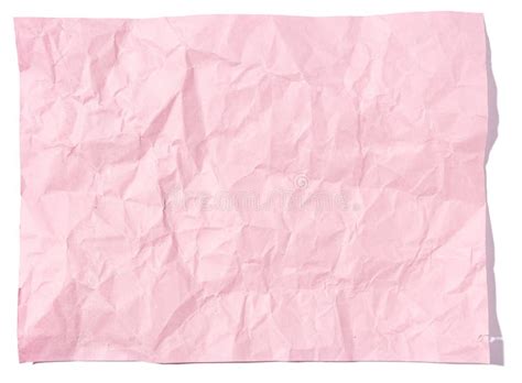 Blank Pink Crumpled Paper Sheet Isolated On White Stock Photo Image