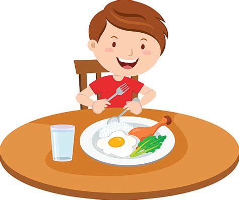Kid Eating Breakfast Illustrations Royalty Free Vector Graphics And Clip