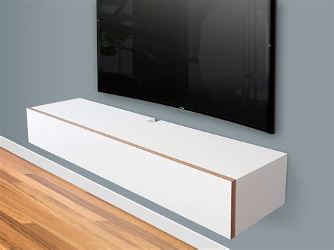 White Floating Tv Stand Wall Mount Media Console Spark Shell Craft