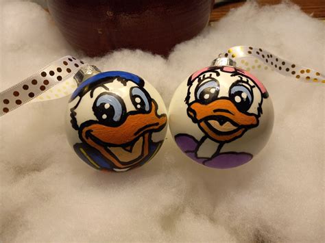 Donald And Daisy Duck Inspired Handpainted Ornaments Etsy UK