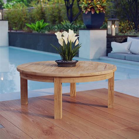 The best modern coffee tables for a luxe living room. Shop Modway Pier Natural Teak Modern Outdoor Round Patio ...
