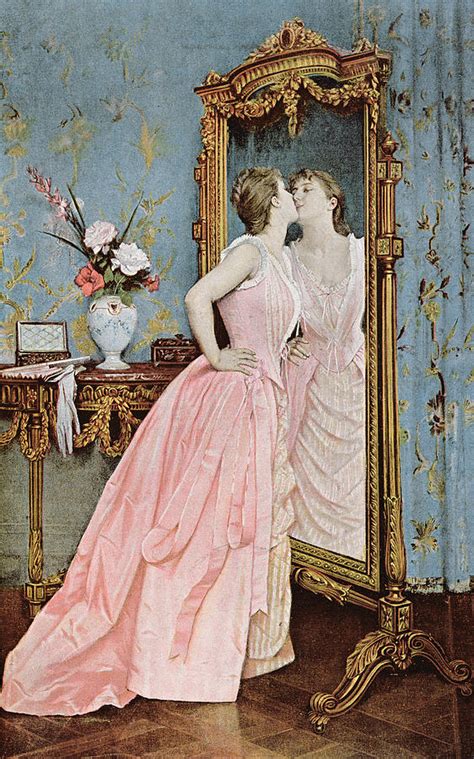 In The Mirror Painting By Auguste Toulmouche Pixels