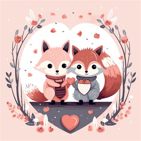 Valentine Hearts Fox Animal Art Free Stock Photo Public Domain Pictures