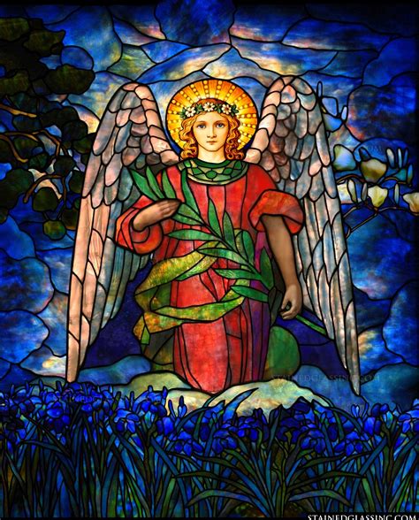 Vibrant Angel Religious Stained Glass Window