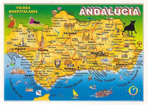 Postcard A La Carte 2 Spain Andalucia Andalucia Map