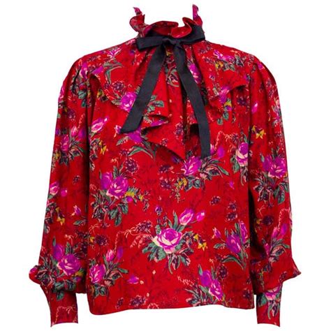 1980s Emanuel Ungaro Red Floral Shirt With Necktie At 1stdibs