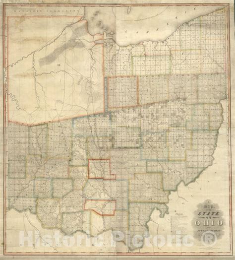 Historic Map State Of Ohio 1815 Vintage Wall Art Historic Pictoric