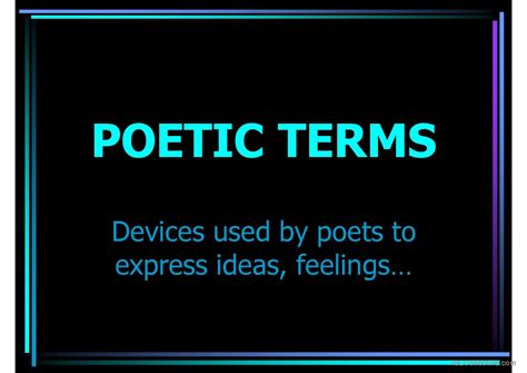 Ppt On Poetic Terms English Esl Powerpoints