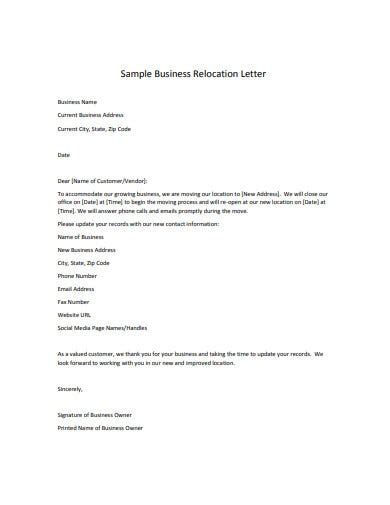 Relocation Of Office Letter Sample