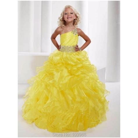 Free Shipping Sleeveless Scoop Yellow Flower Girl Dresses Beading