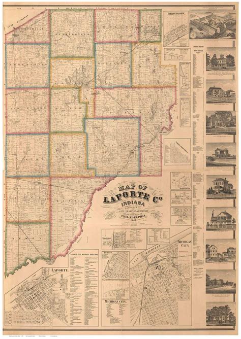 Laporte County Indiana 1862 Old Map Reprint Old Maps