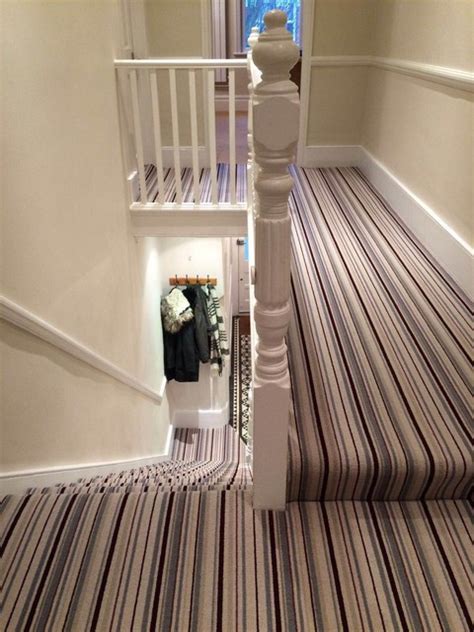 Grape And Grey Stripe Stair And Hallway Carpet Contemporary Hallway