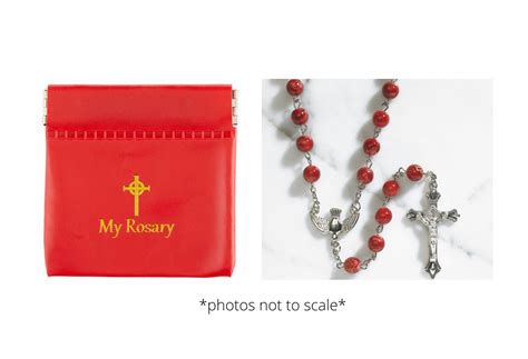 Confirmation Holy Spirit Red Rosary And Red Rosary Squeeze Top Case