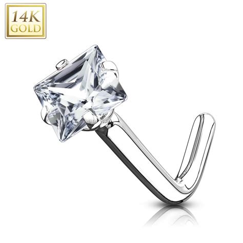 14kt White Gold Nose Ring Nose Rings And Nose Studs — Belly Bling