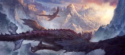 Fantasy Art Dragon Landscape Wallpaper Fleethety